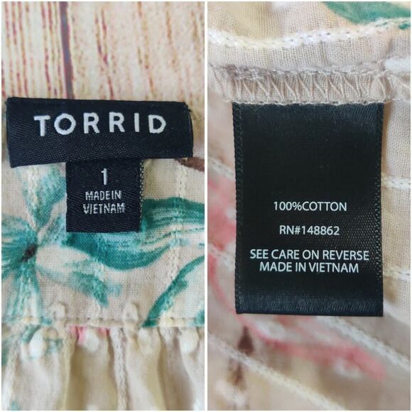 Torrid Clip Jacquard Square Neck Flutter Sleeve Top sz 1 - Picture 10 of 11